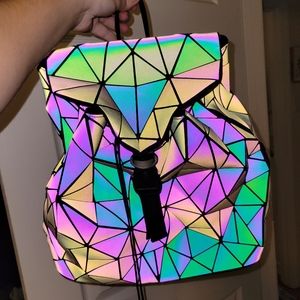 Holographic shiny adjustable backpack